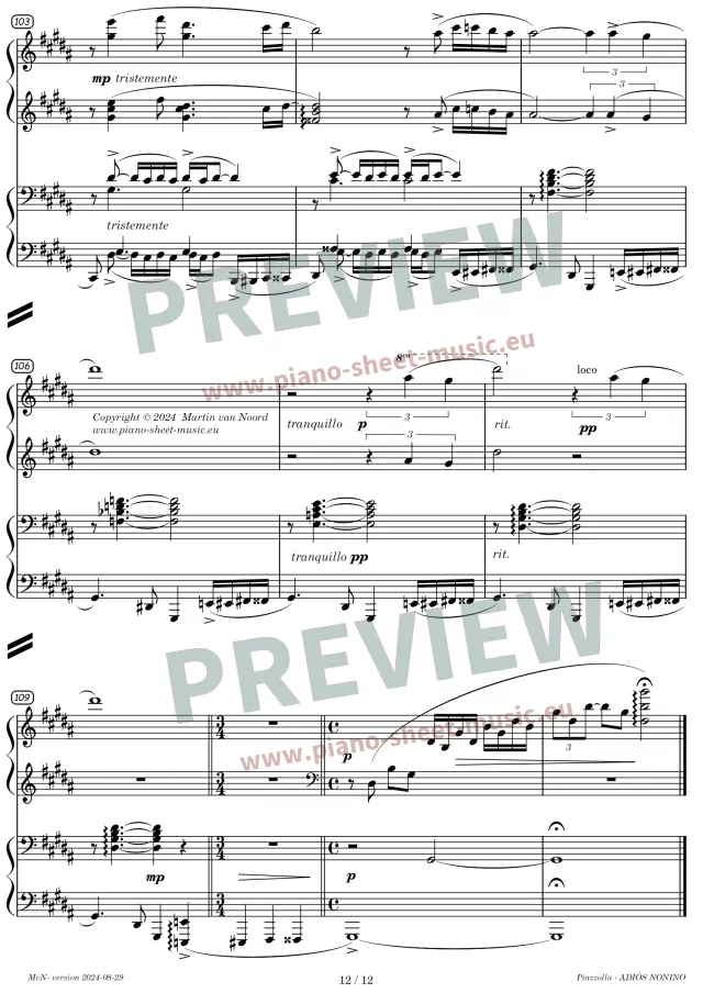 Piazzolla -Adios Nonino - for two pianos -page 12