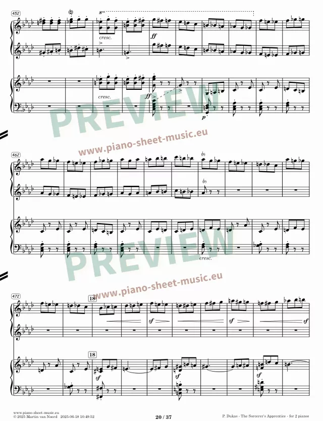 Dukas -The Sorcerer's Apprentice -for two pianos-page 20