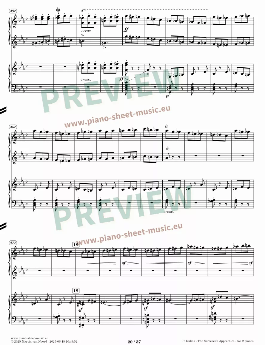 Dukas -The Sorcerer's Apprentice -for two pianos-page 20