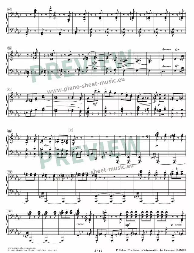 Dukas -The Sorcerer's Apprentice -sheet music for two pianos -page 3a