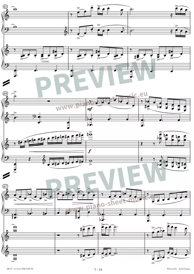 Piazzolla -Libertango -sheet music for two pianos -preview page 7