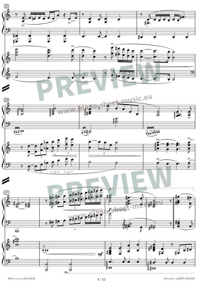 Piazzolla -Adios Nonino -for two pianos -page 4
