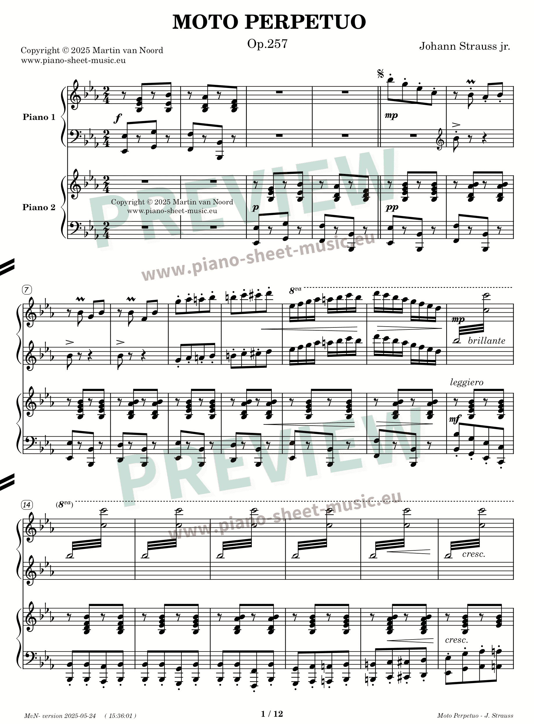 Strauss -Moto Perpetuo - for two pianos -PDF-page 1
