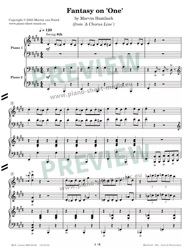 Hamlisch -One-Chorus Line - for two pianos -PDF-page 1